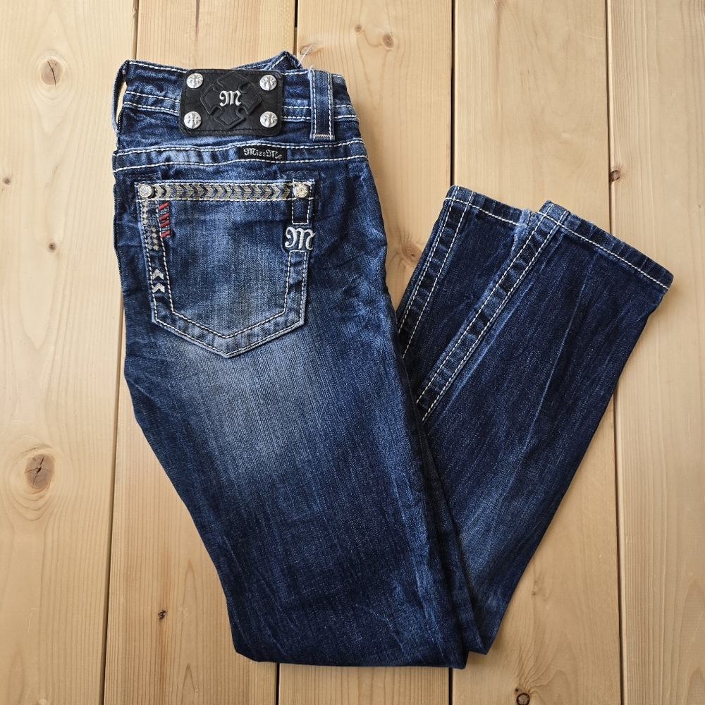 Miss Me Embellished Ankle Skinny Mid Rise Denim Jeans MP8752AK Size 25X27